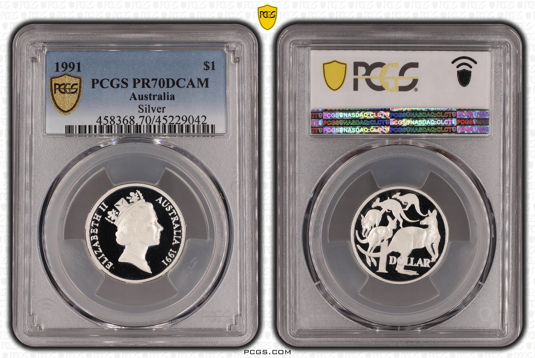 1991 Australia One Dollar, $1 Silver Proof Silver PCGS - PR70DCAM POP 40/0 -042
