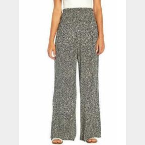 THREE DOTS PRINTED RELAXED FIT WIDE LEG PULL-ON PANTS SZ M