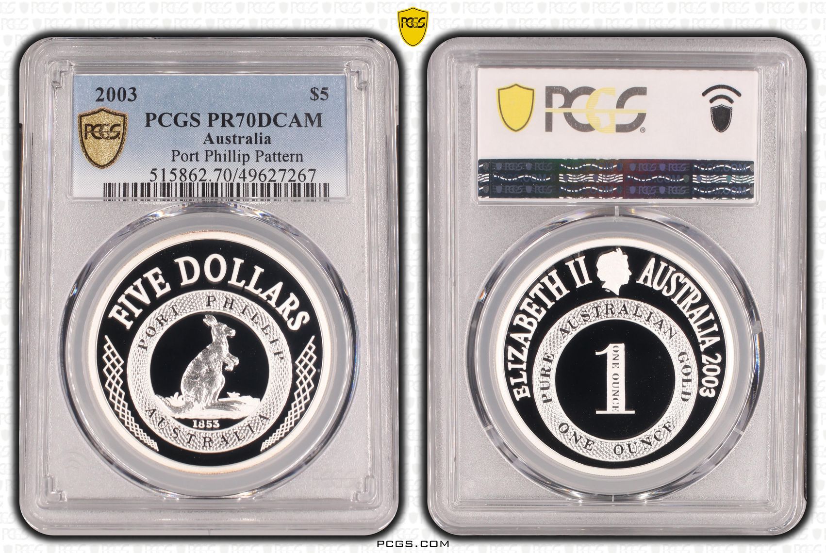 Port Phillip Pattern, Five Dollar, 2003, PCGS PR70DCAM