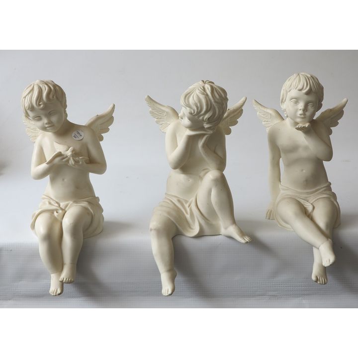 SET OF 3 ITALIAN HEAVY COMPOSITION FIGURES