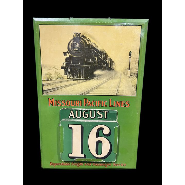 Missouri Pacific Lines Railroad Train Calendar Sign