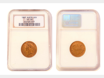 1865 Australia Queen Victoria Sydney Mint Gold Sovereign NGC VF 30