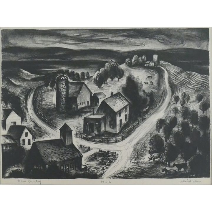 Anne Michalov ''Farm Country'' Signed Lithograph Matted 16''x20''