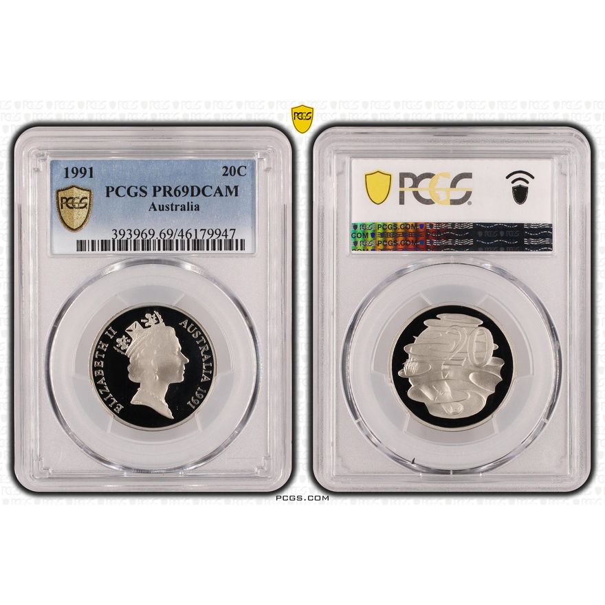 Twenty Cent, 1991, PCGS PR69DCAM