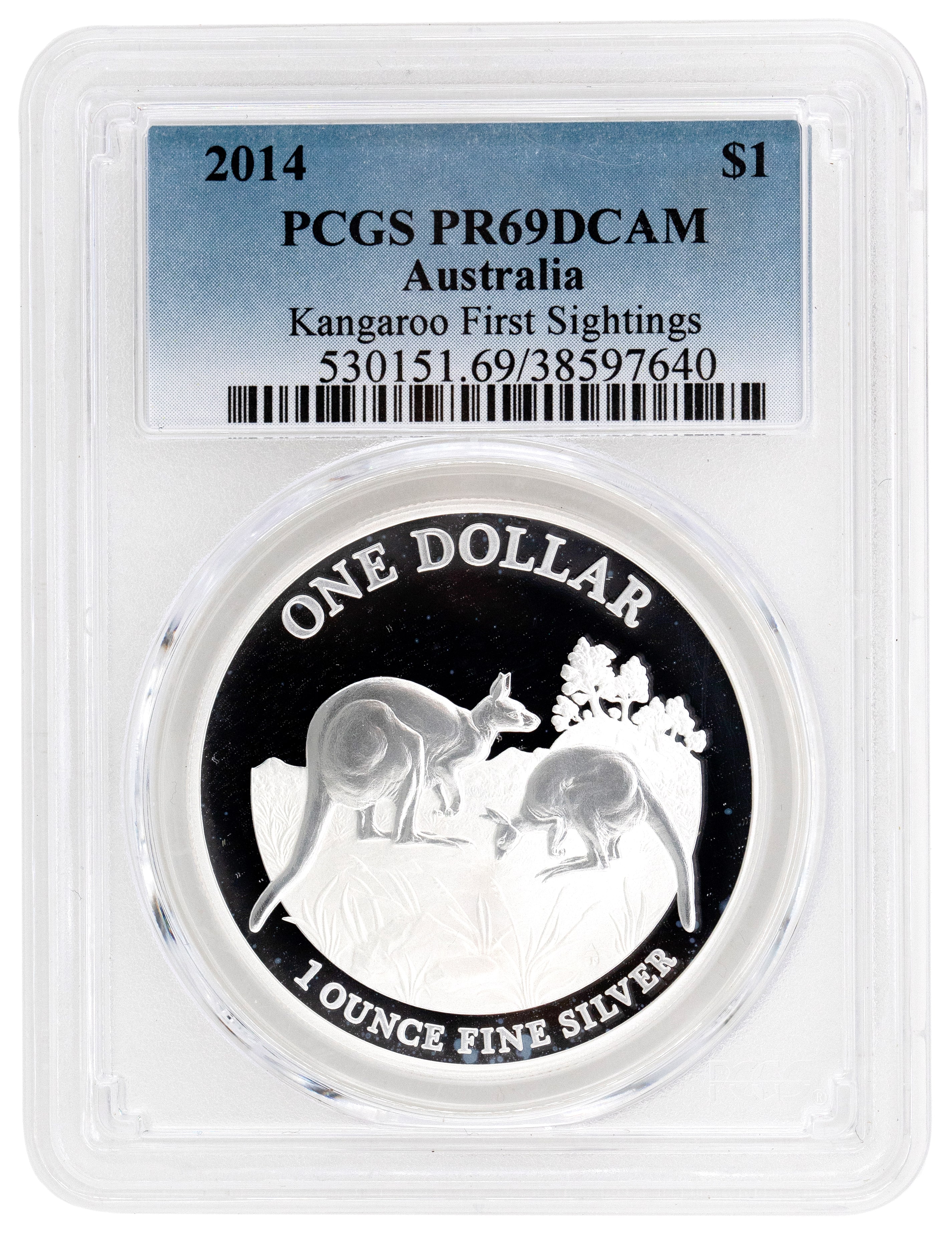 2014 Australia One Dollar, $1 Silver Kangaroo First Sightings PCGS - PR69DCAM POP 3/0 -640