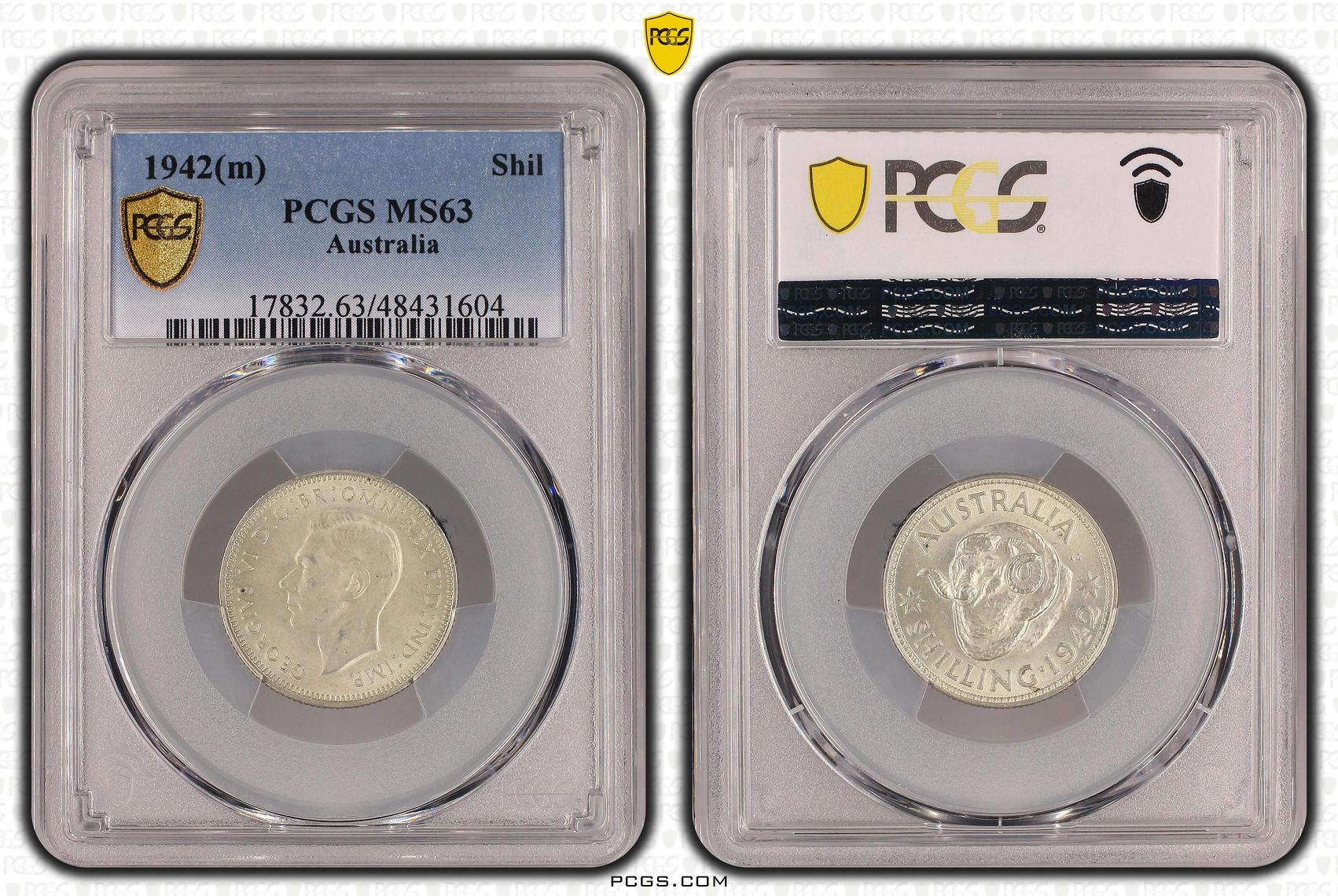 Shilling, 1942(m), PCGS MS 63