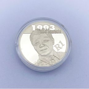 2007 SOUTH AFRICAN R1 SILVER COIN MANDELA 1993 NOBEL LAUREATE.