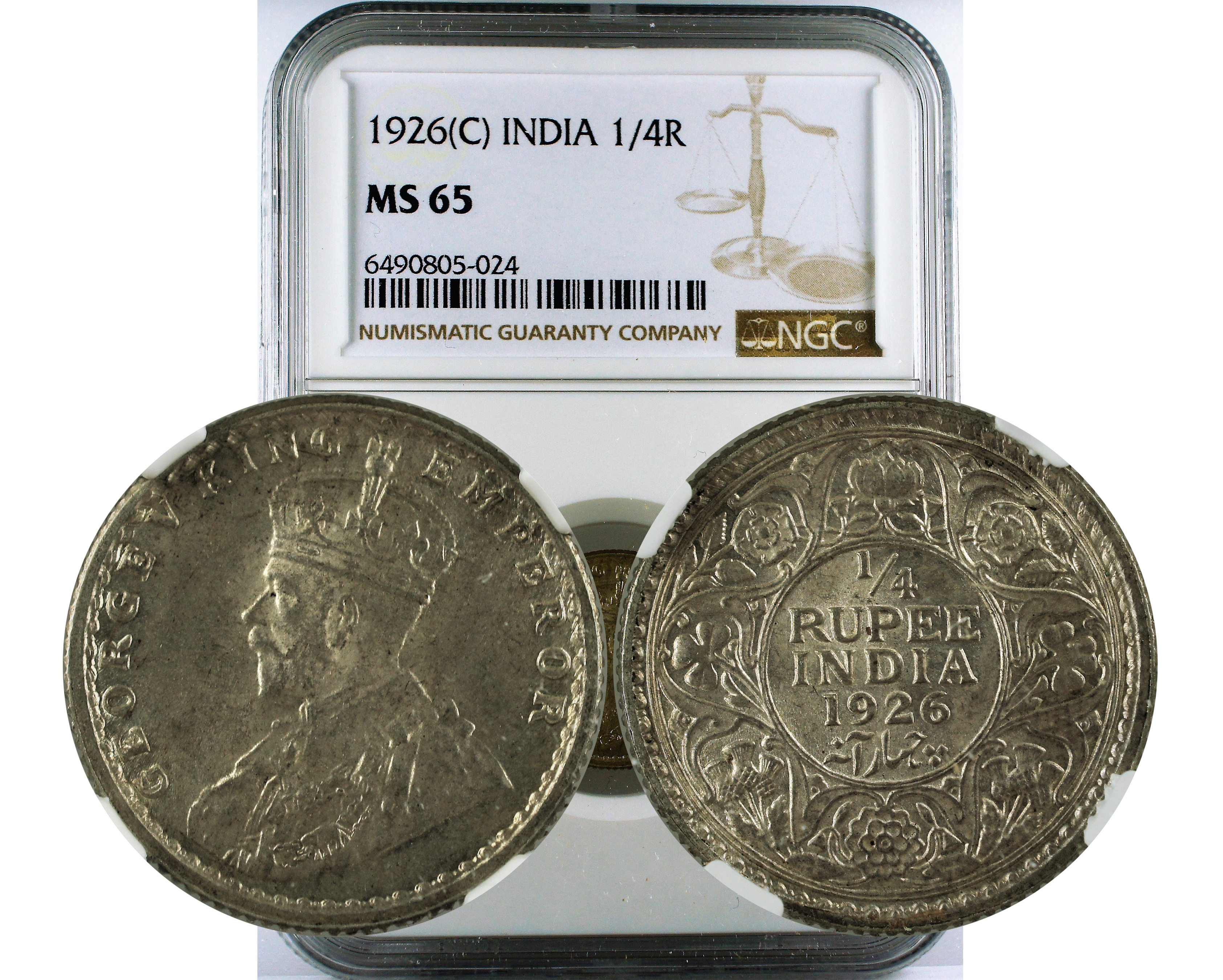 1926(C) INDIA 1/4R  MS 65