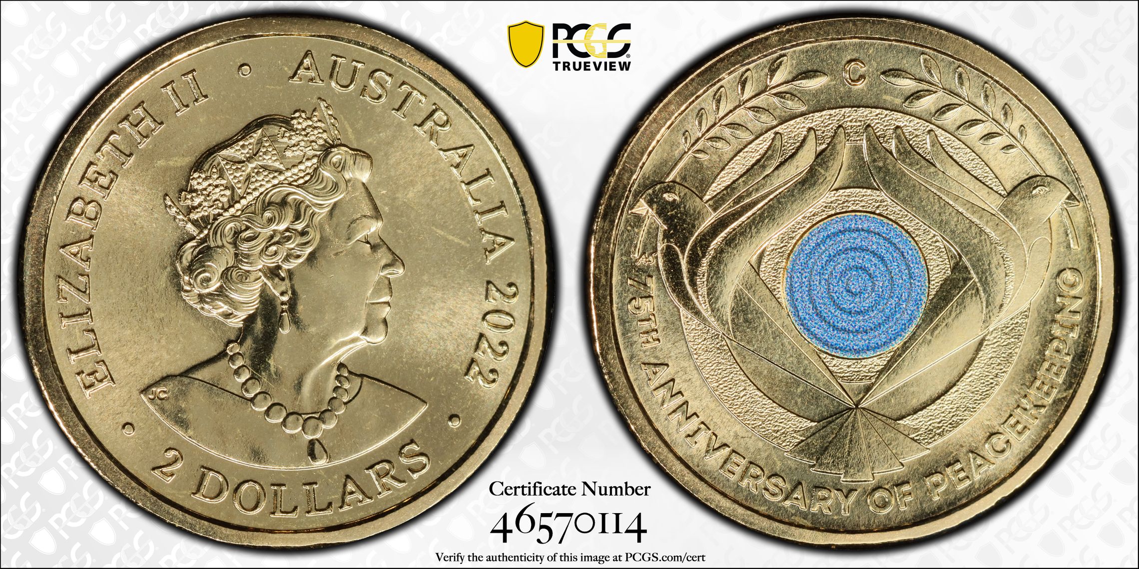 Peacekeeping Colourised, Two Dollar, 2022-C, PCGS MS68