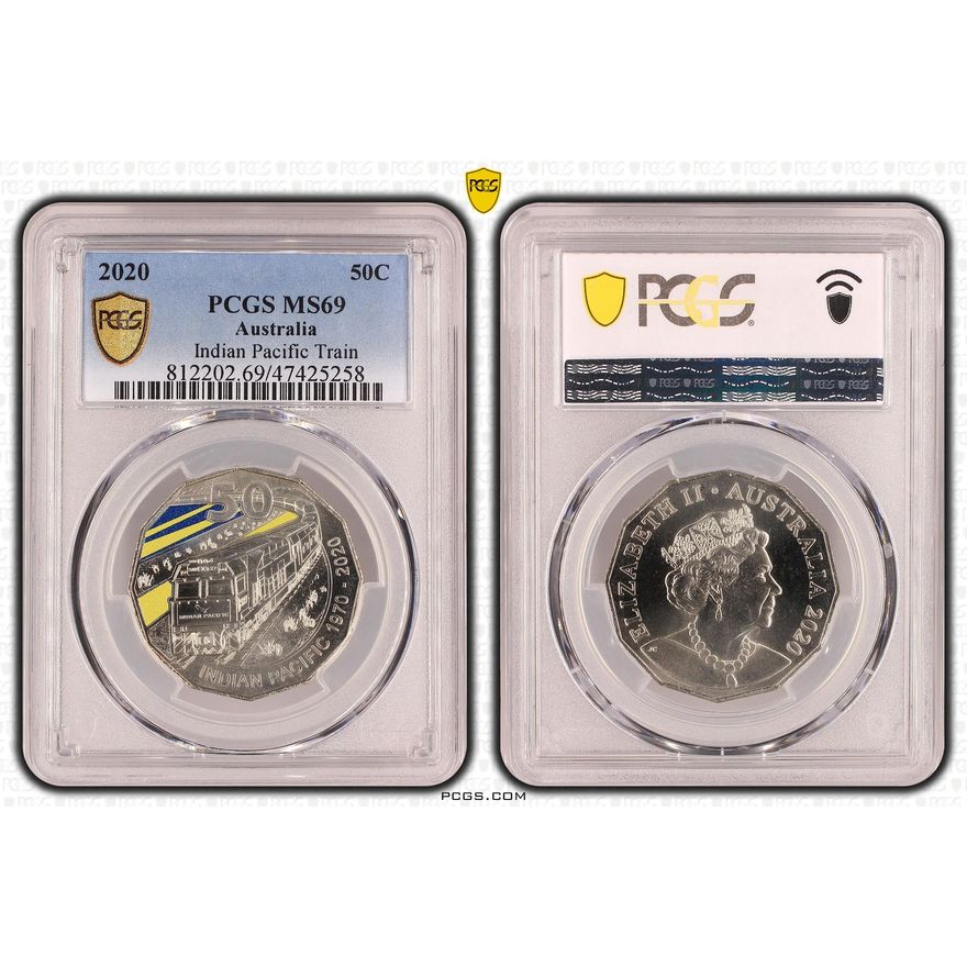 Indian Pacific Train, Fifty Cent, 2020, PCGS MS 69