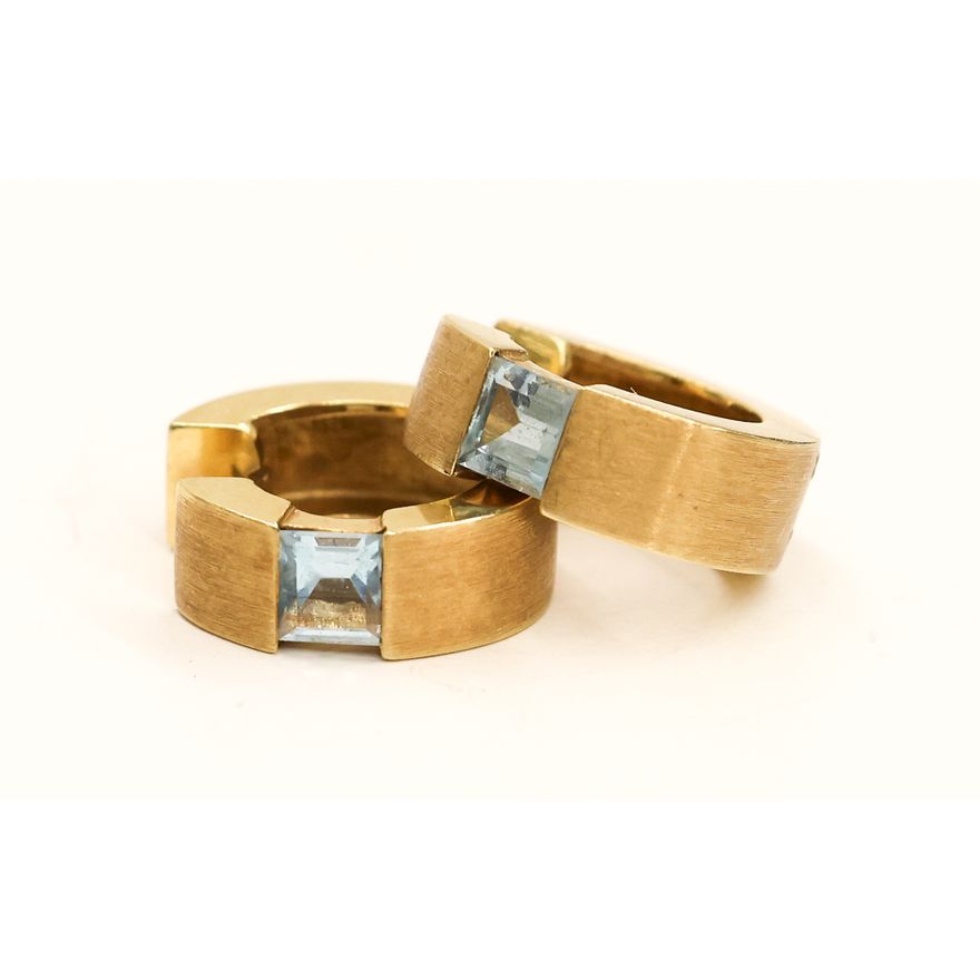 Pair 14k Blue Topaz Huggie Earrings