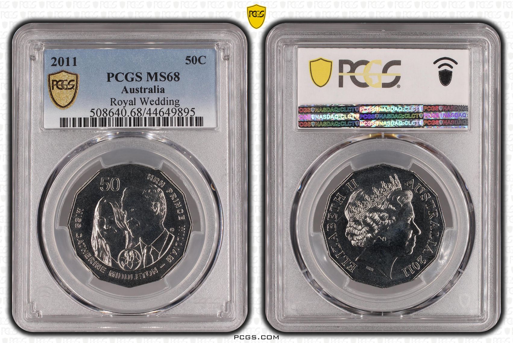 2011 Australia Fifty Cent, 50c Royal Wedding PCGS - MS68 -895