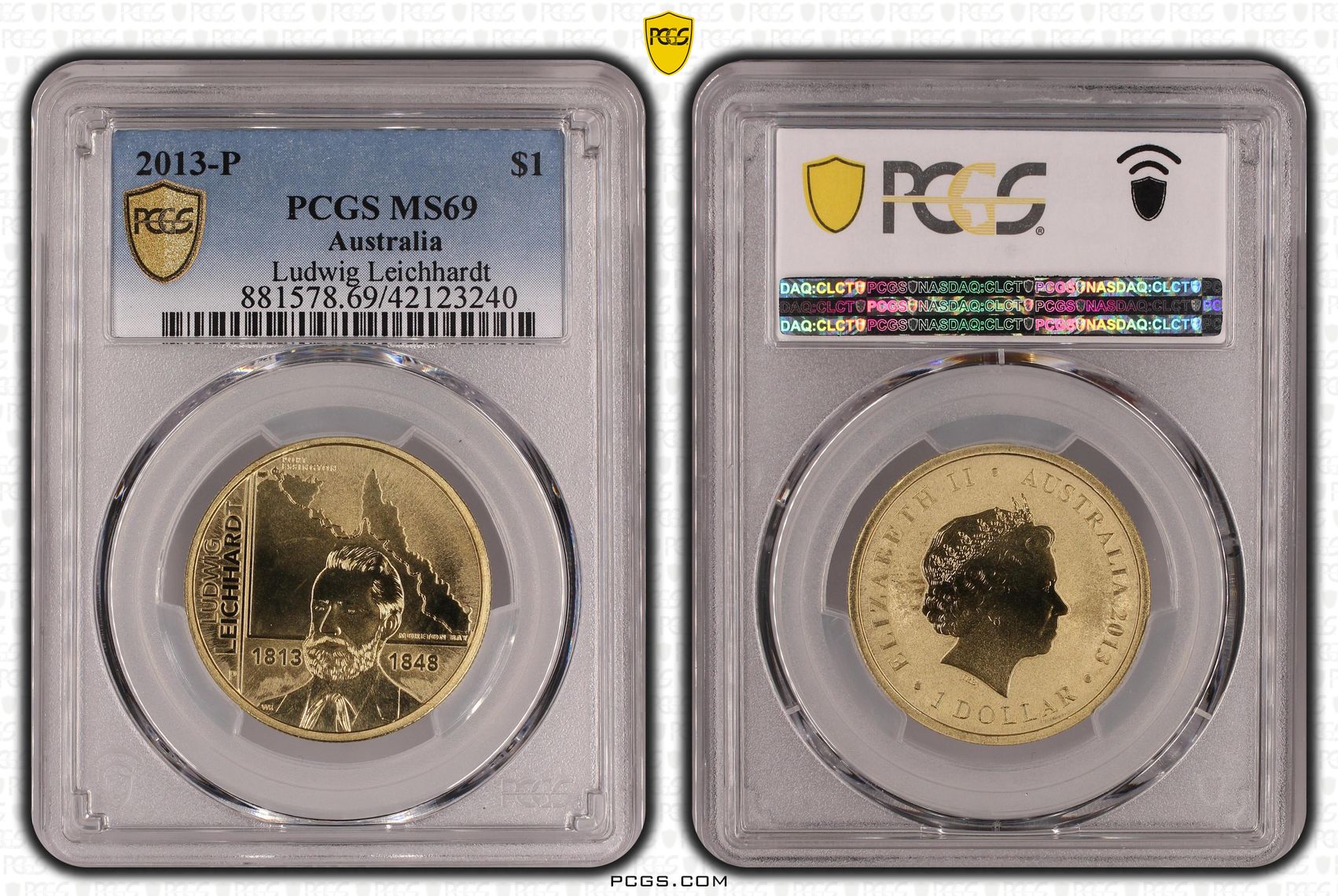 Ludwig Leichhardt, POP 2/0, One Dollar, 2013-P, PCGS MS69
