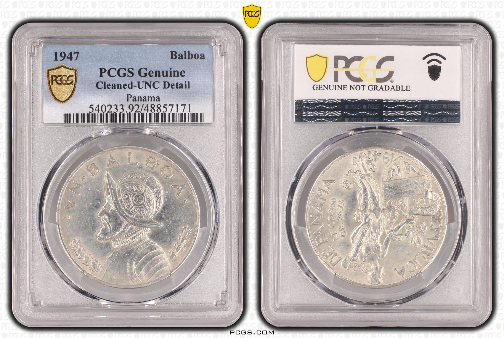 Panama, Balboa, 1947, PCGS Genuine - UNC Details (92 - Cleaned)
