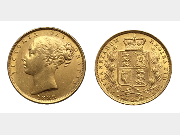 1882 Queen Victoria Young Head Sydney Mint Shield Gold Sovereign.