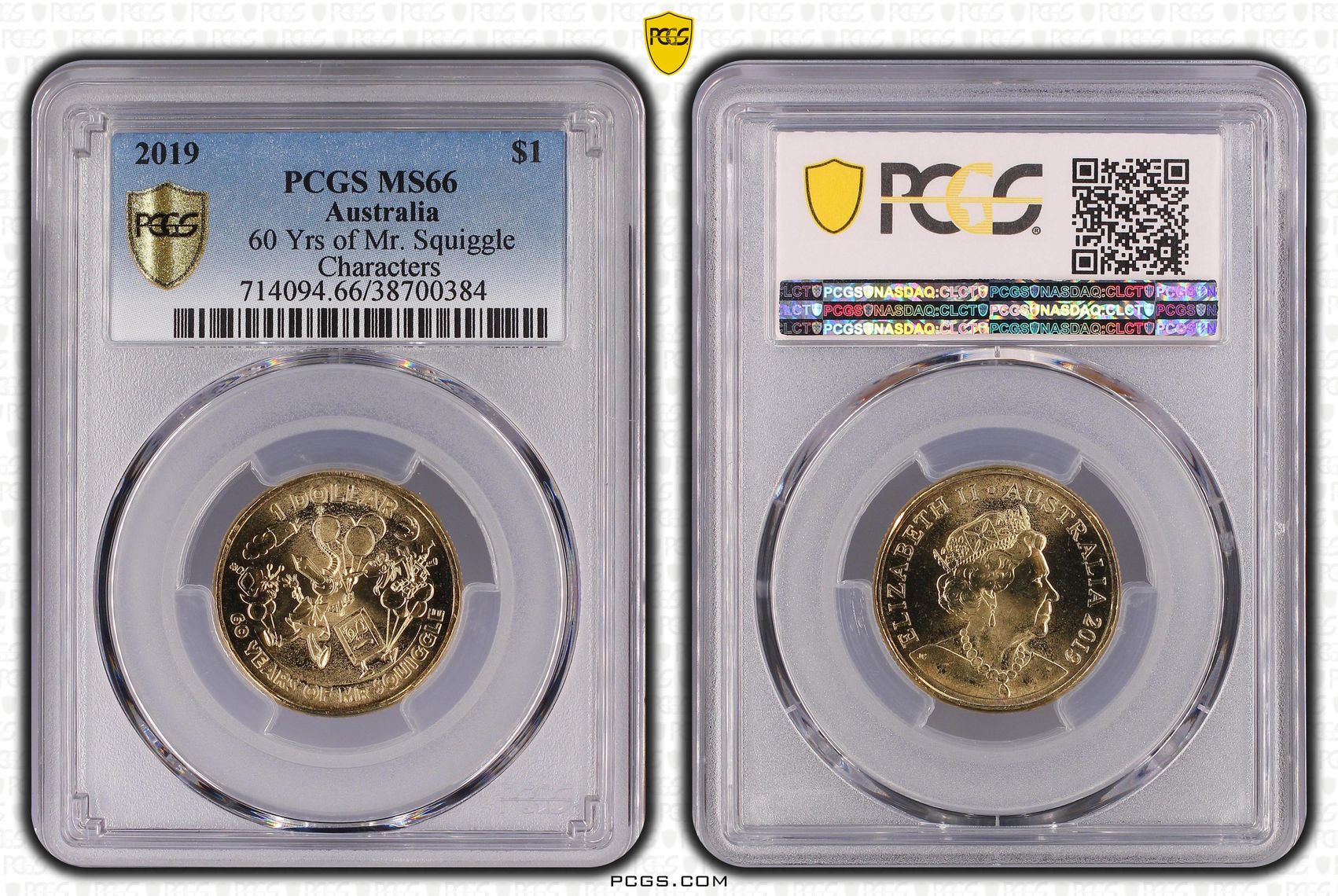 60 Yrs of Mr. Squiggle - Spaceship, One Dollar, 2019, PCGS MS66