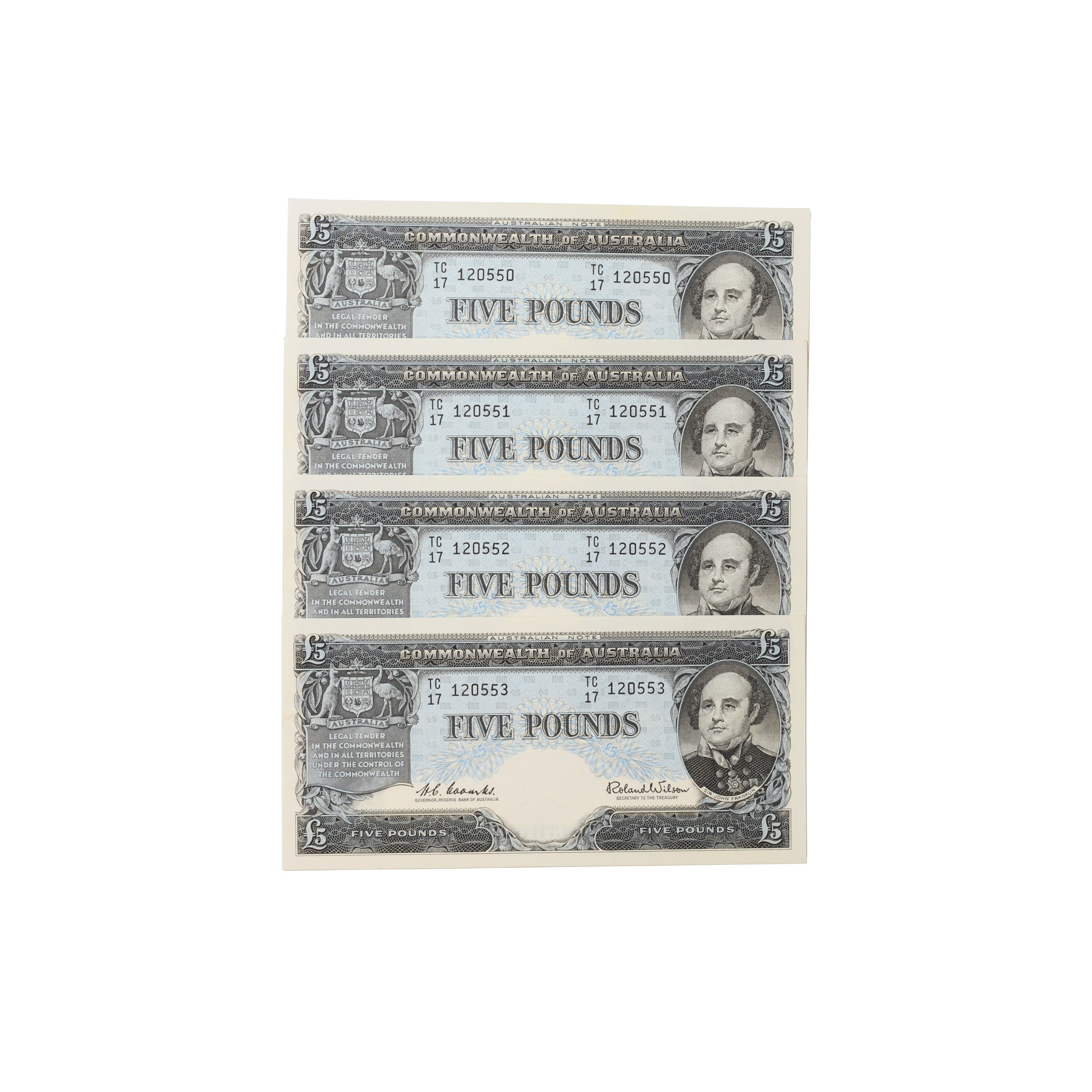 1919. · Consecutive Run, Coombs/Wilson, Five Pounds, 1960, UNC