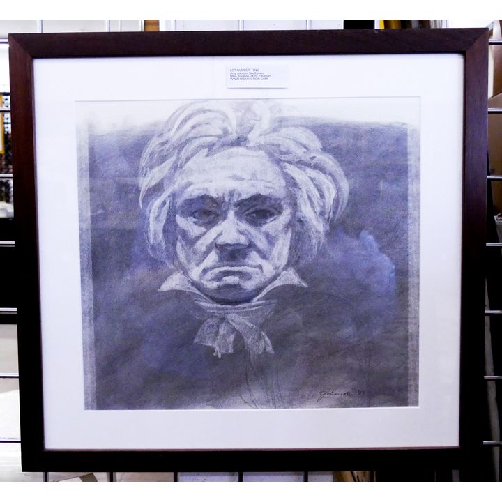 Amy Johnson Beethoven Graphite Drawing- 19x20'' framed