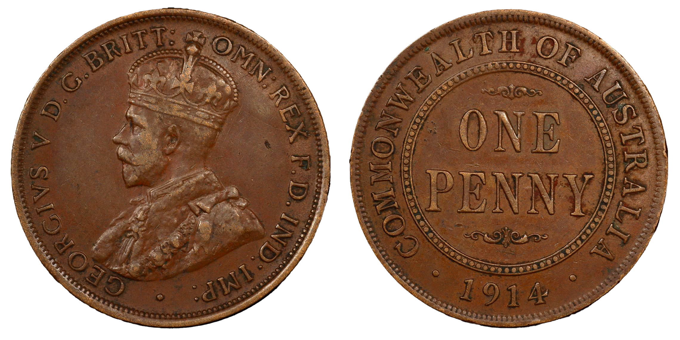 George V, Penny, 1914, PCGS XF 40