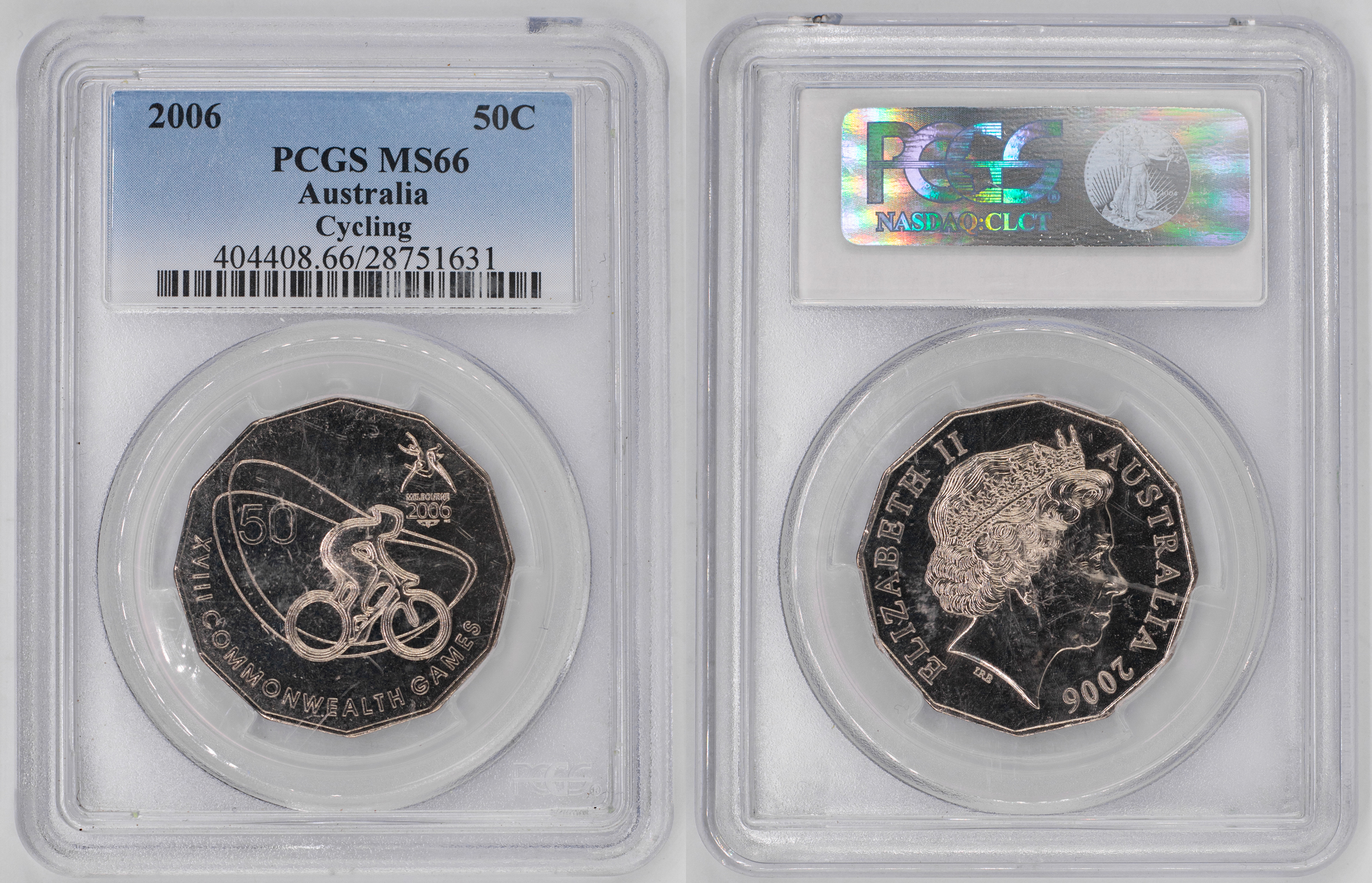 Elizabeth II, Cycling, Fifty Cent, 2006, PCGS MS66