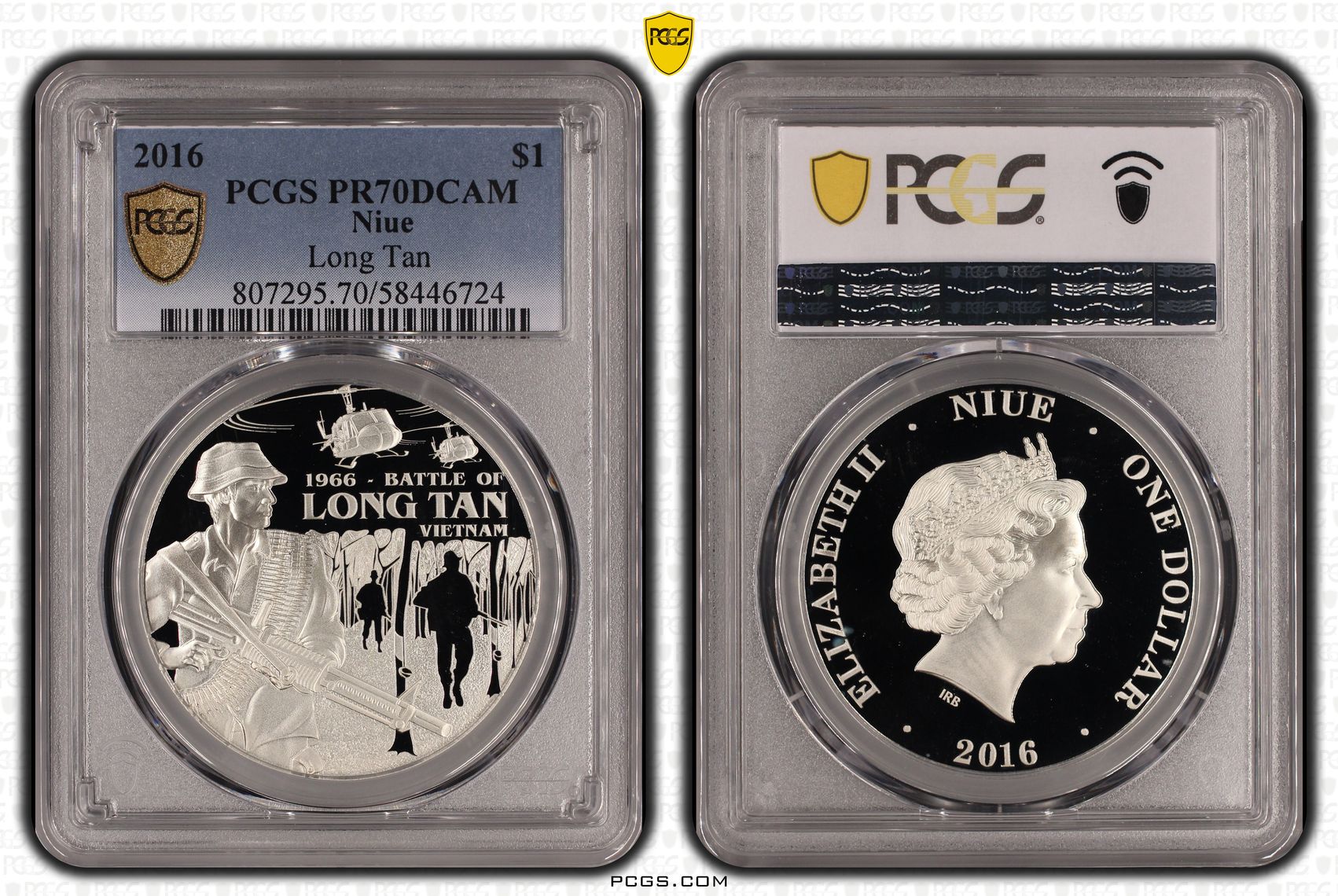 Niue, Elizabeth II, Long Tan, 1/0, One Dollar, 2016, PCGS PR70DCAM