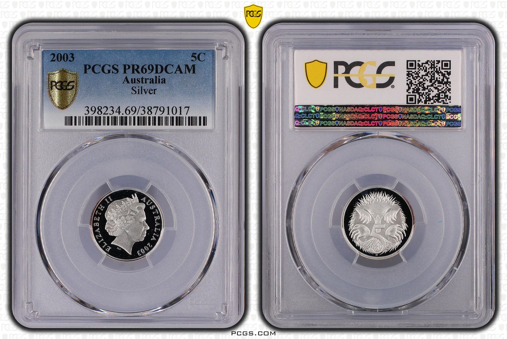 2003 Australia Five Cent, 5c Silver PCGS - PR69DCAM -017
