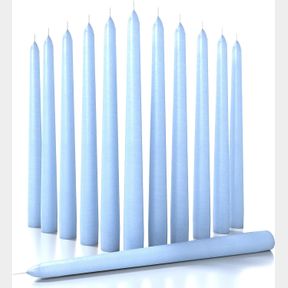 CANDWAX 12 INCH TAPER CANDLES SET OF 12 - DRIPLESS AND SMOKELESS CANDLE UNSCENTED - SLOW BURNING CANDLE STICKS - BABY BLUE CANDLES