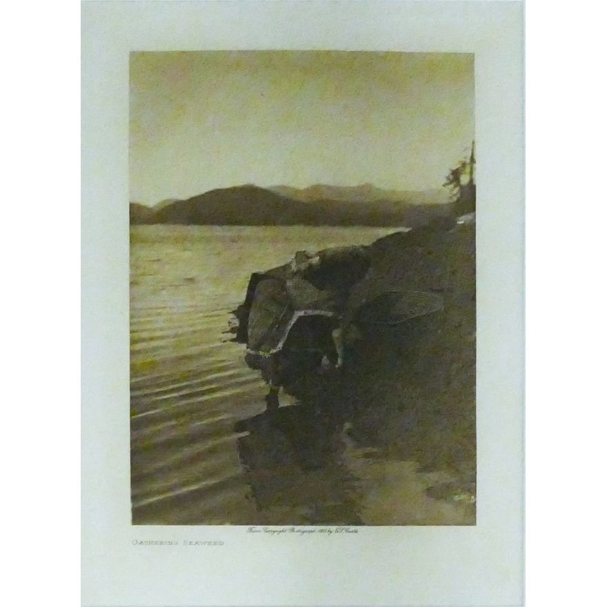 Antique Edward Curtis ''Gathering Seaweed'' Photogravure Framed 15''x12''