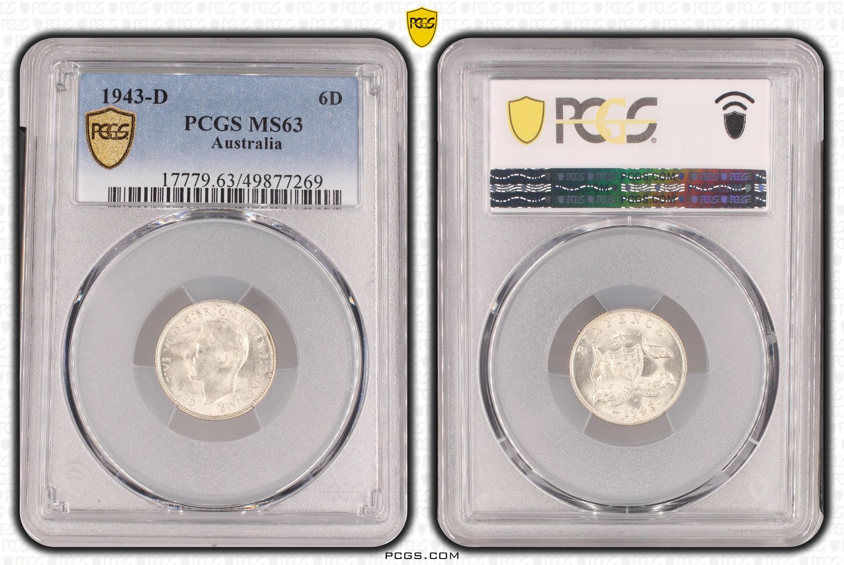 George VI, , Sixpence, 1943-D, PCGS MS63
