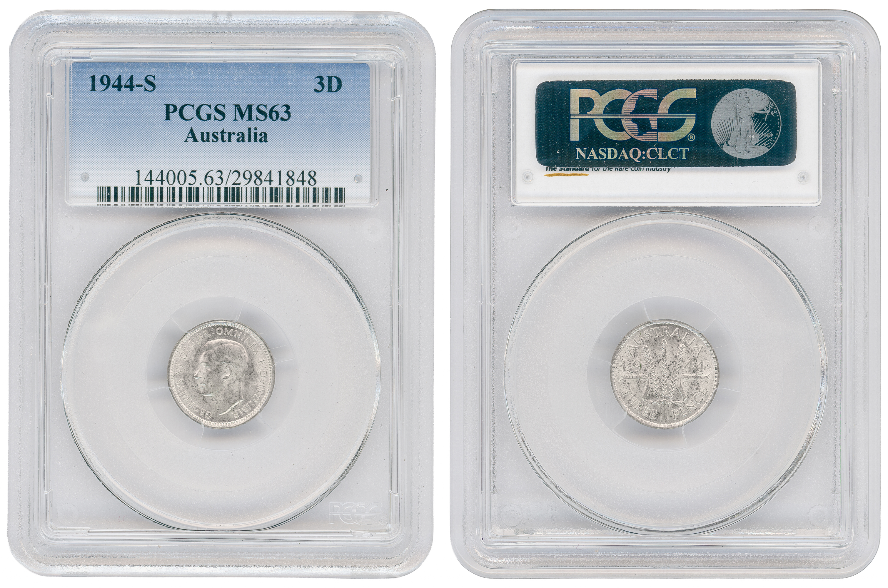 George VI, Threepence, 1944-S, PCGS MS63
