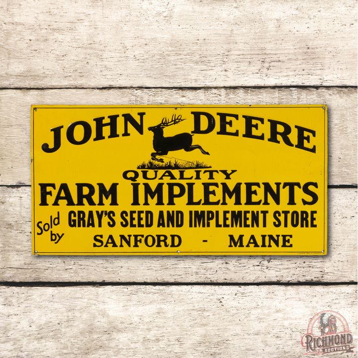 John Deere Leaping Deere Logo Maine Single Sided Metal Sign TAC 8.5