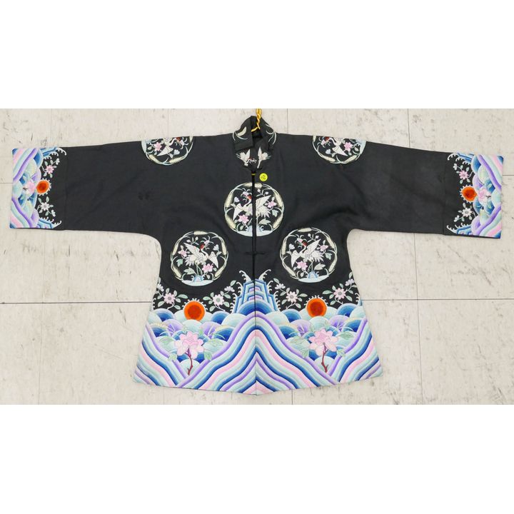 Chinese Silk Embroidered Crane Medallion Robe- 26x44''