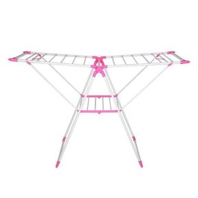 Folding Laundry Drying Rack Clothes Stand with Multiple Hanging Pink DEFECTIVE/POLES BROKEN/BENT