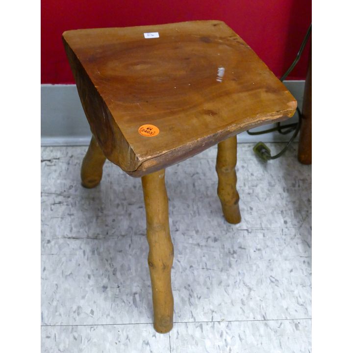 Old Primitive Wood Tripod Stool 11''x11''