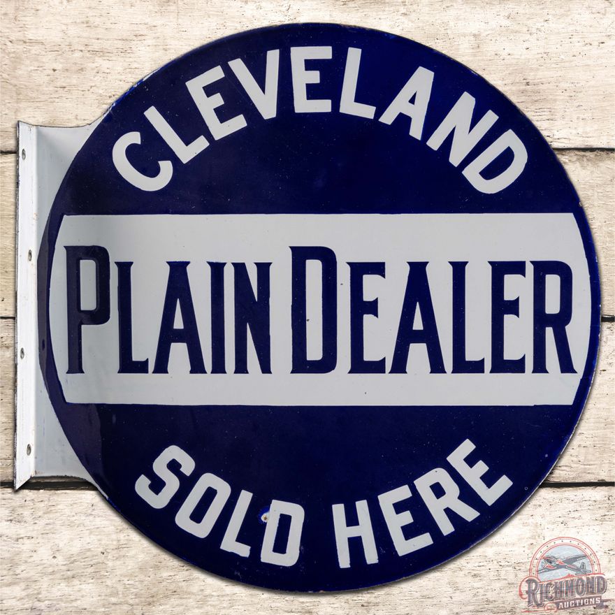 Cleveland Plain Dealer Sold Here DS Porcelain Flange Sign