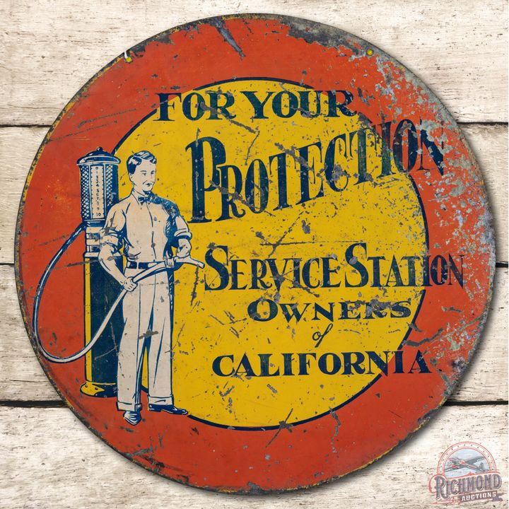 24" For Your Protection Service Station Owners of California Metal Sign