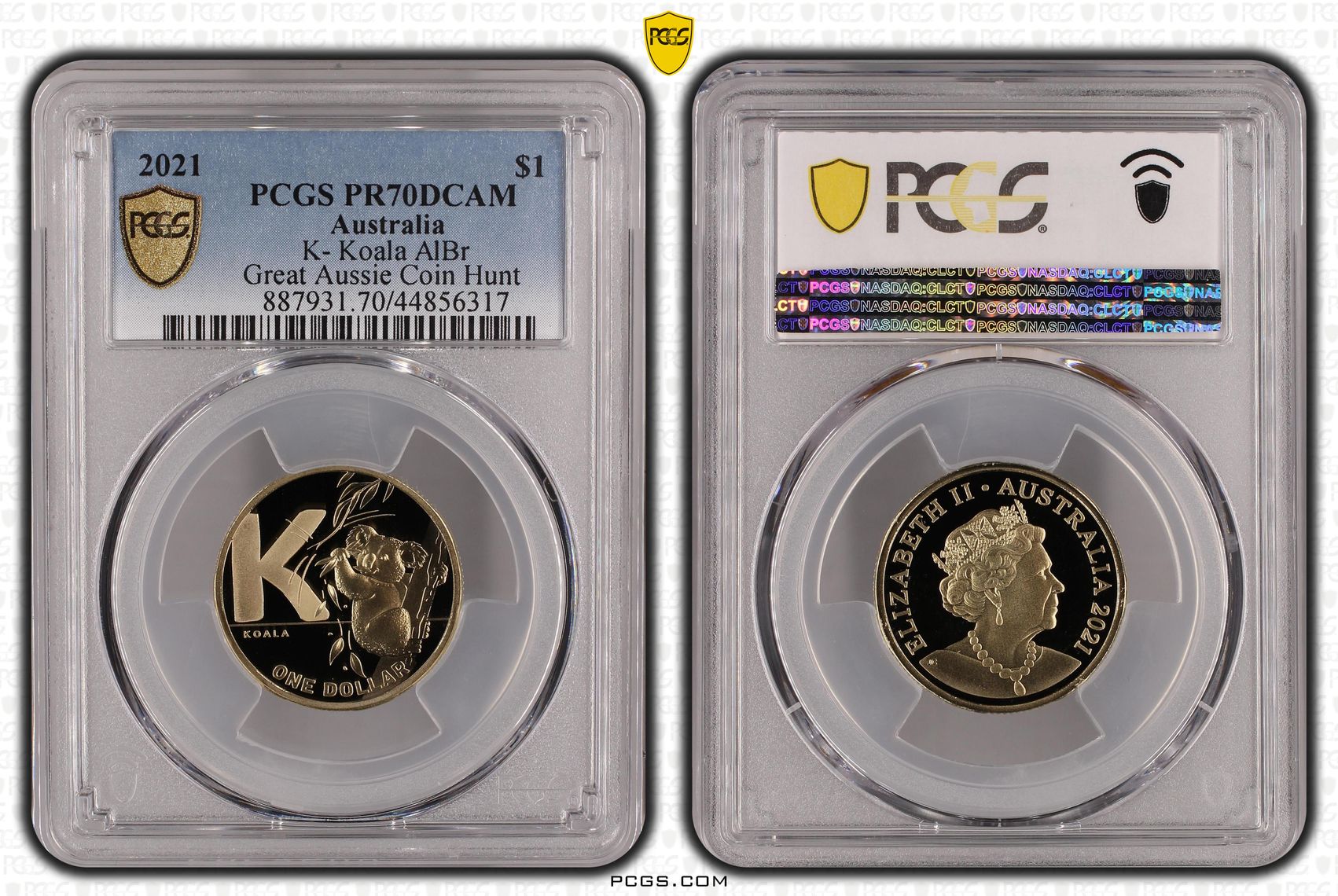 483 · 2021 Australia One Dollar, $1 K- Koala AlBr PCGS - PR70DCAM POP 16/0 -317
