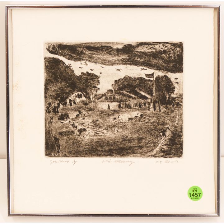 Joe Reno 'Old Memory' S/N Etching Framed- 10x10''