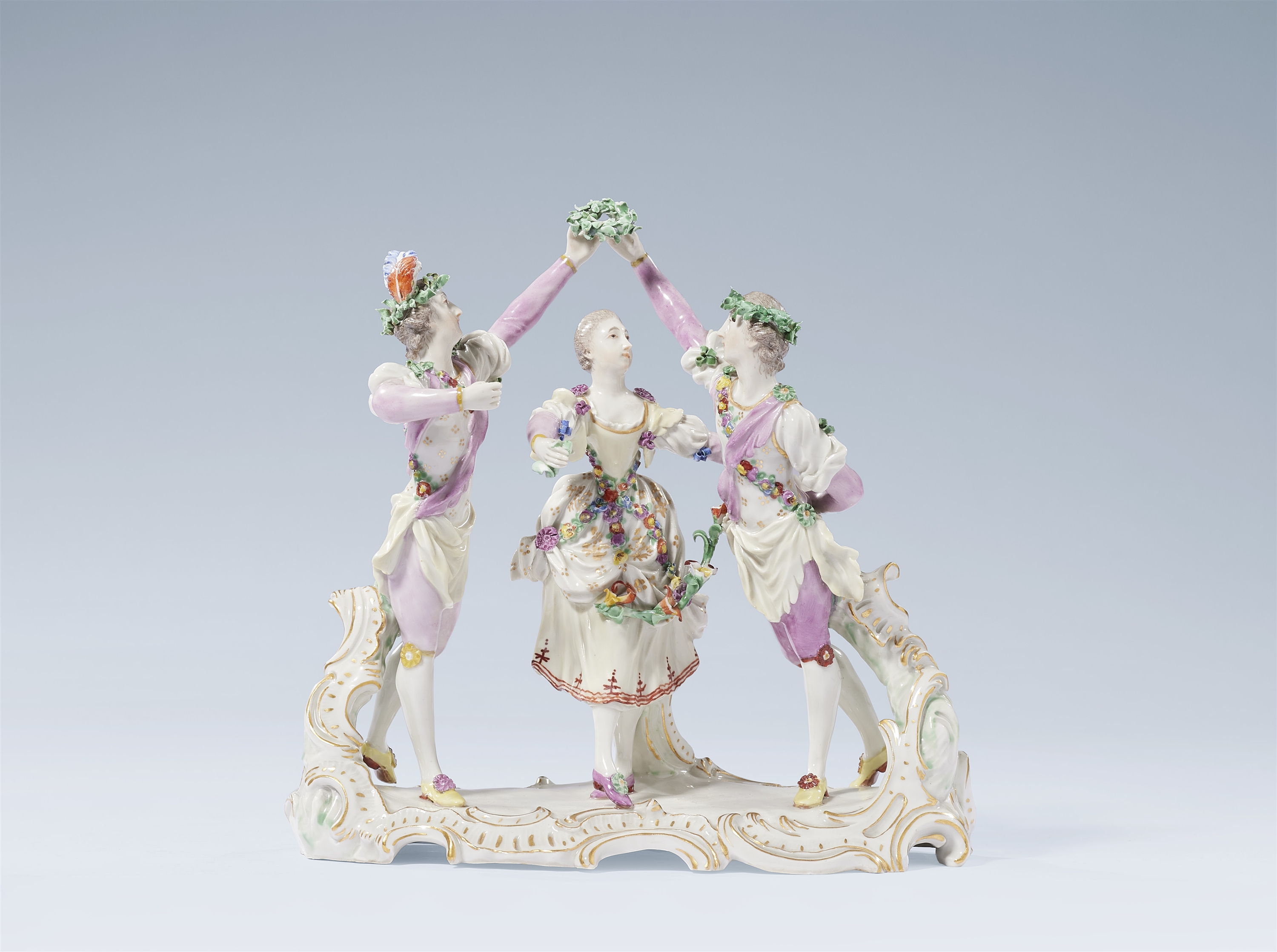A Ludwigsburg porcelain pas de trois group by Joseph Nees