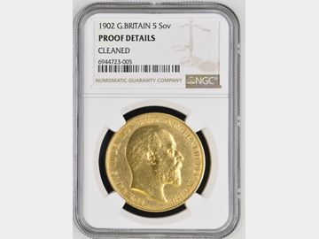 1902 EDWARD VII PROOF 5 POUND COIN NGC PROOF DETAILS
