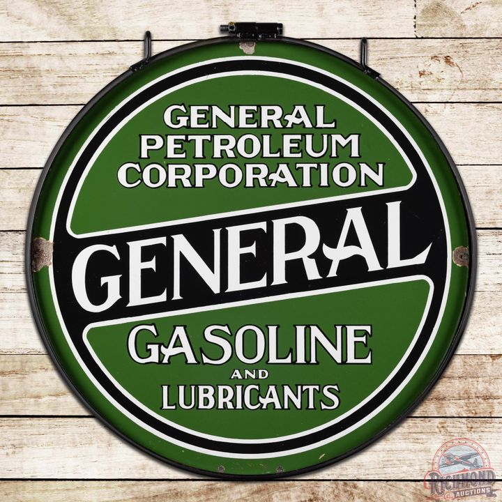Stellar General Gasoline and Lubricants 30" Double Sided Porcelain Sign w/ Ring