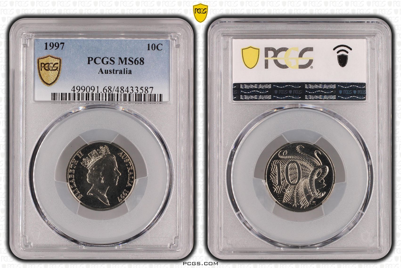 Elizabeth II, Ten Cent, 1997, PCGS MS68