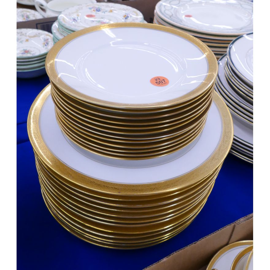 24pc Rosenthal Gold Rim Plate Sets- 7 to 9''