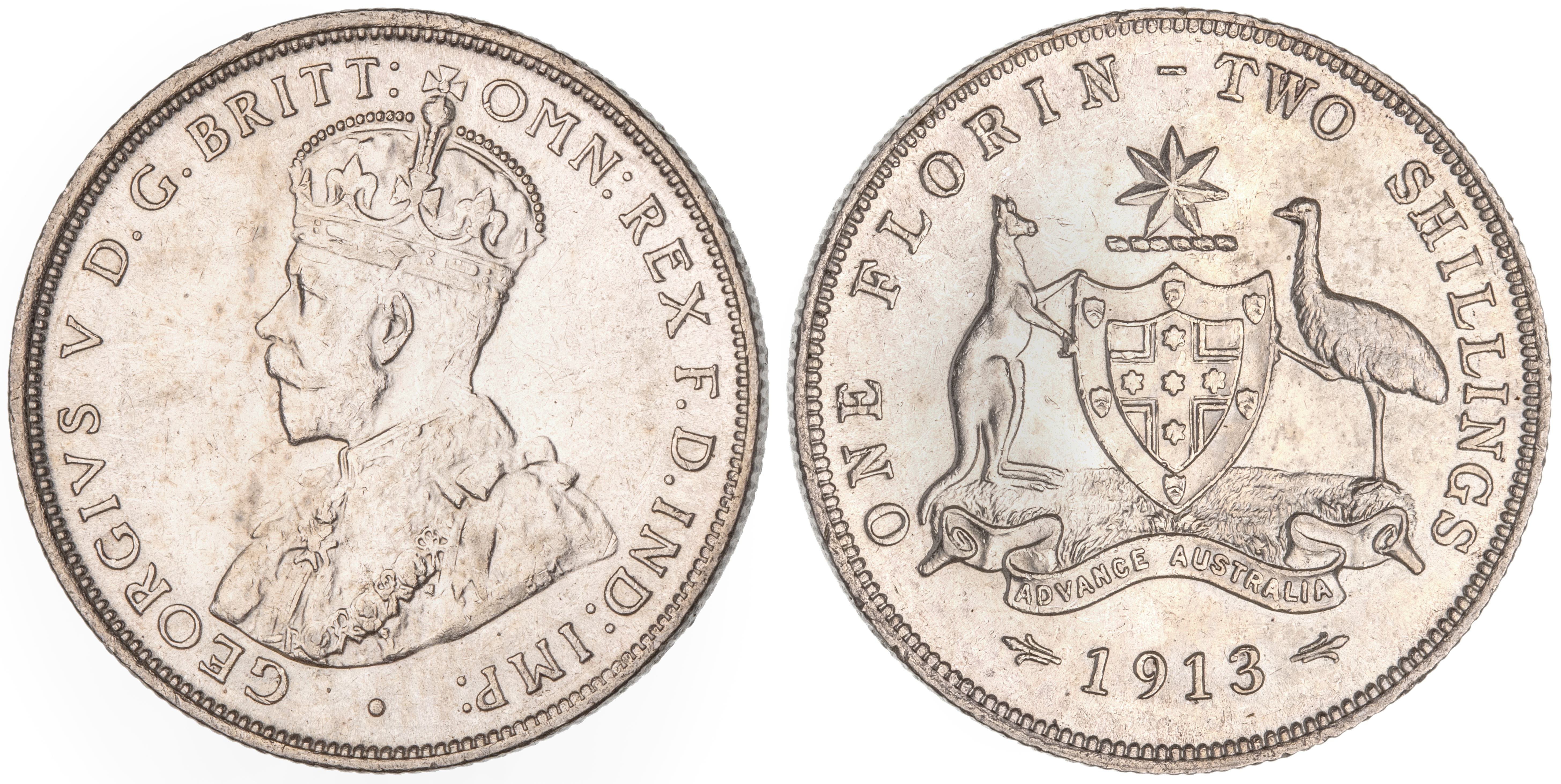 George V, Florin, 1913, EF