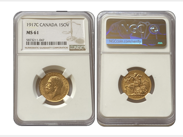 1917 CANADA MINT GOLD SOVEREIGN MS61