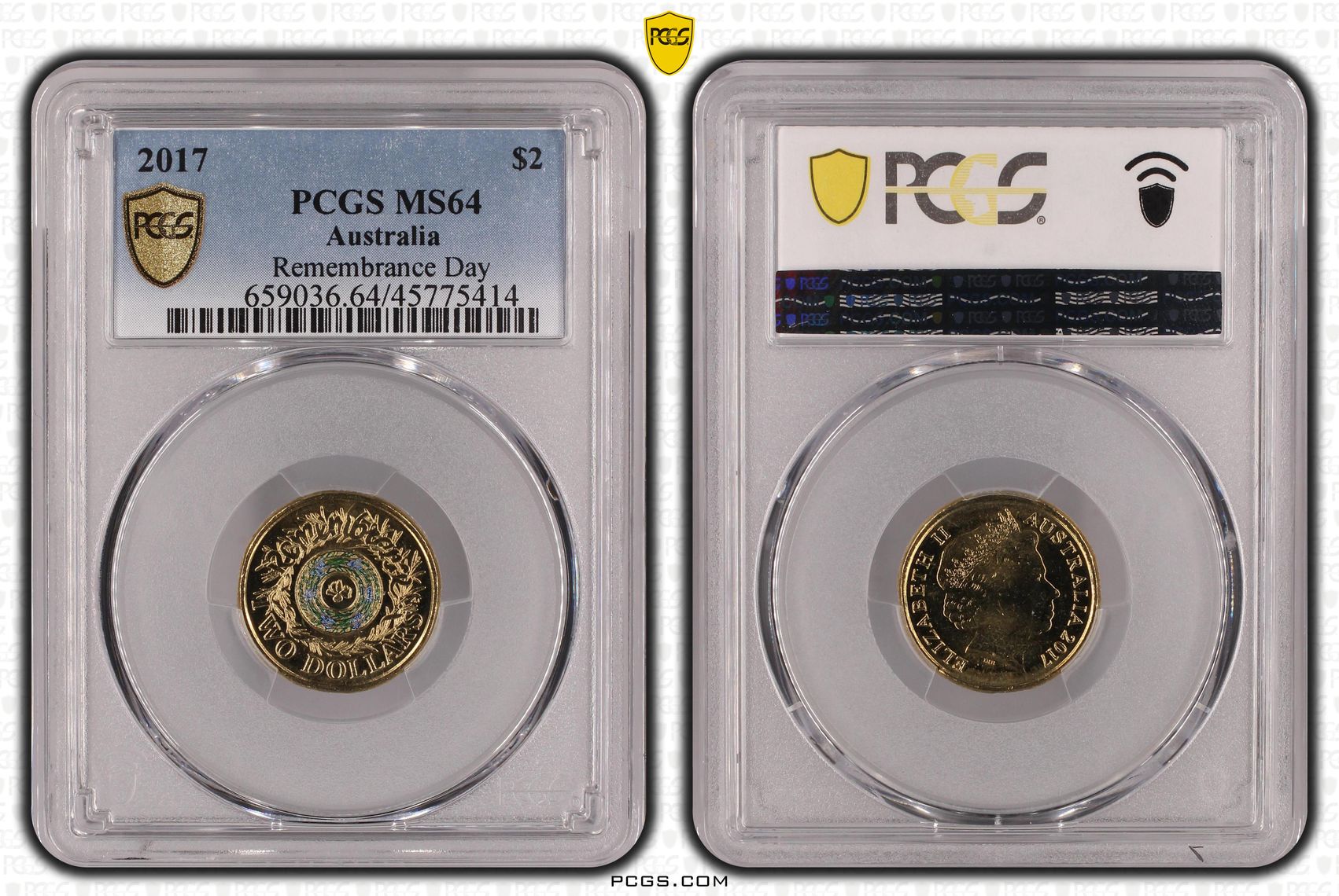 Elizabeth II, Remembrance Day, Two Dollar, 2017, PCGS MS64