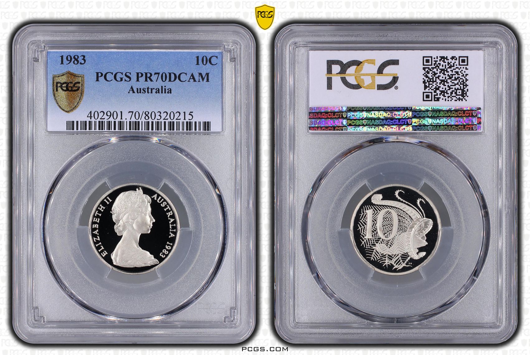 119 · 1983 Australia Ten Cent, 10c PCGS - PR70DCAM POP 24/0 -215