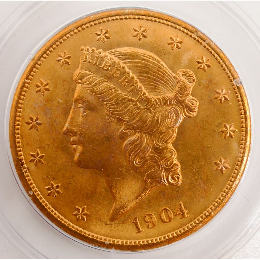 United States 1904 Gold Double Eagle Liberty Head $20 Dollar Coin, PCGS MS64