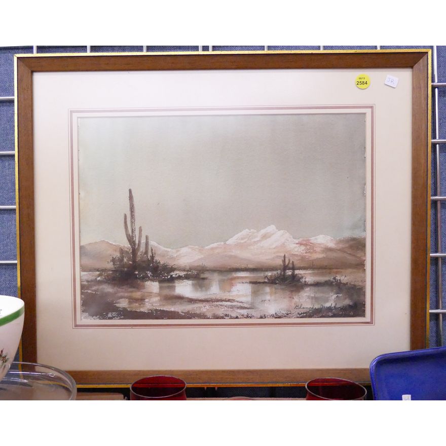 Blanche Judd Desert Scene Watercolor Framed- 17x21''