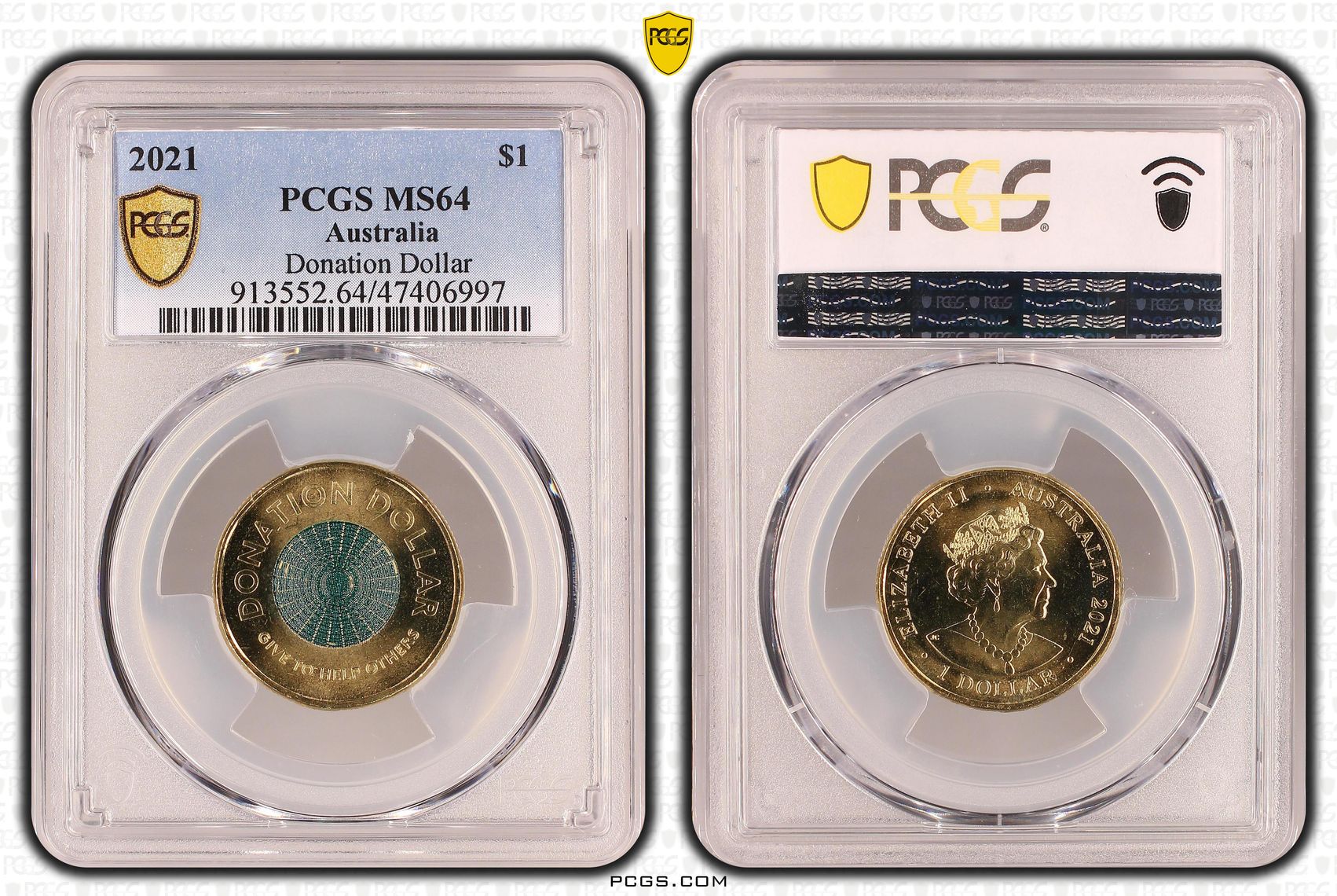 Donation Dollar Colorized , One Dollar, 2021, PCGS MS64